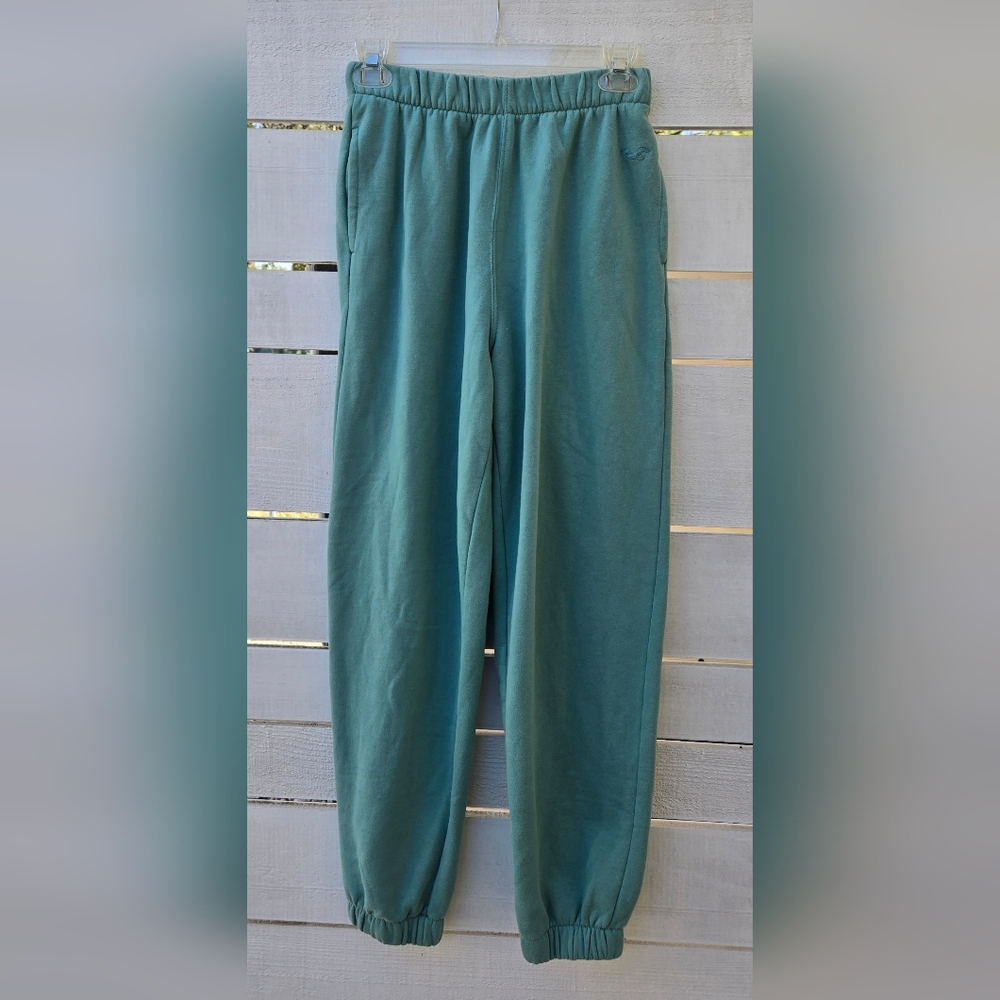 Hollister Adjustable Rise Baggy Boyfriend Green Joggers Fleece Pants Women's XS